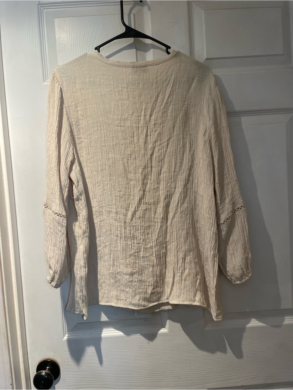 Wonderly Cream Gauze Boho Cottage Button-Front Peasant Top 1x - Picture 4 of 4